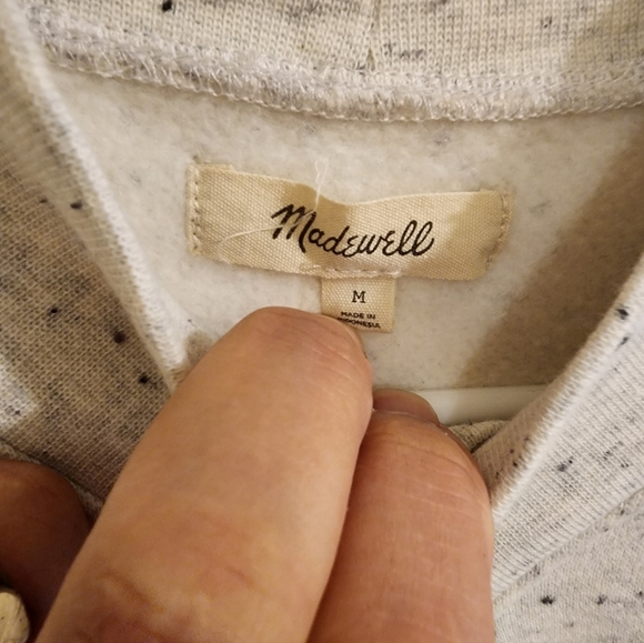 Madewell Speckled Light Gray V-Neck Sweater - Picture 3 of 10